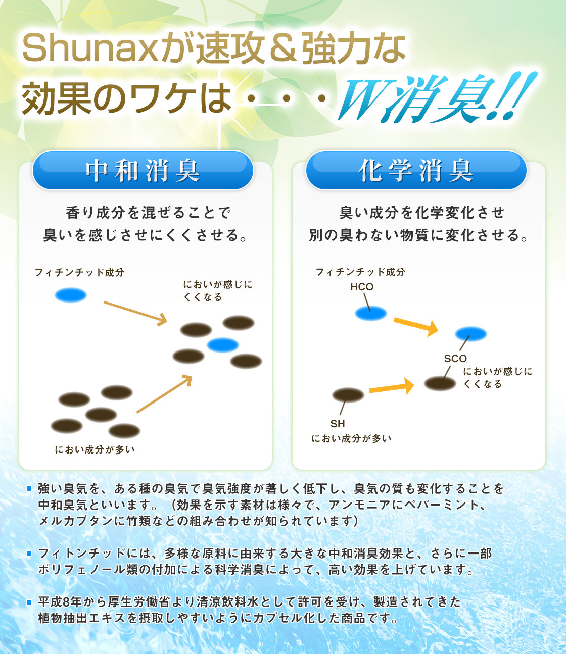 Shunaxが速攻&強力な効果のワケは・・・W消臭!!